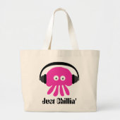Gewoon roze kwal met hoofdtelefoon grote tote bag (Voorkant)