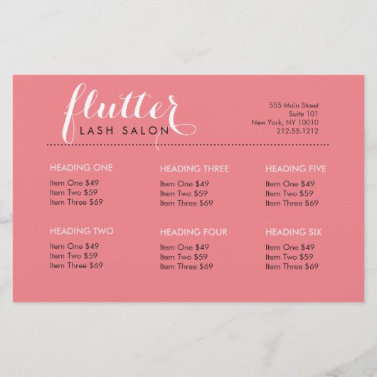 Gewoon roze lakzout in het menu brochure voor de p (Achterkant)