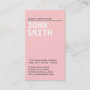 Gewoon roze Visitekaartje van cementcontracten