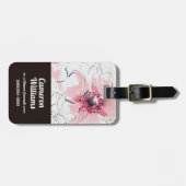 Gewoon roze | Waterverf Floral Bagagelabel (Voorkant horizontaal)