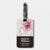Gewoon roze | Waterverf Floral Bagagelabel (Achterkant verticaal)