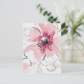 Gewoon roze | Waterverf Floral Briefkaart (Staand voorkant)