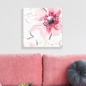 Gewoon roze | Waterverf Floral Canvas Afdruk (Insitu (Woonkamer))