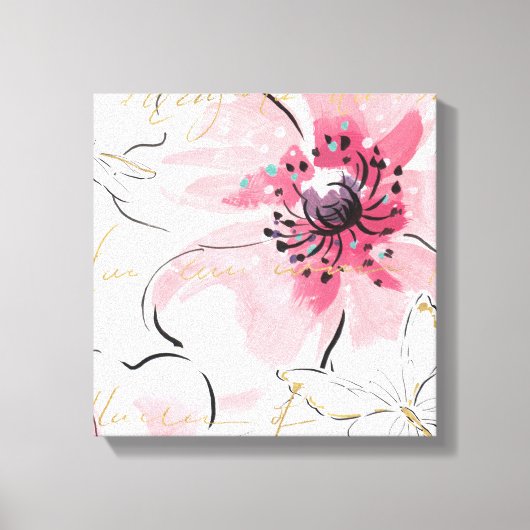 Gewoon roze | Waterverf Floral Canvas Afdruk (Voorkant)