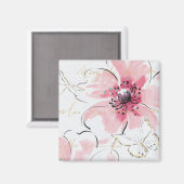 Gewoon roze | Waterverf Floral Magneet (Voorkant / Achterkant)