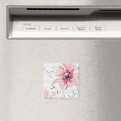 Gewoon roze | Waterverf Floral Magneet (Insitu (Vaatwasser))