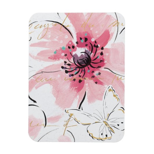 Gewoon roze | Waterverf Floral Magneet (Verticaal)