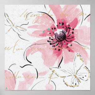 Gewoon roze   Waterverf Floral Poster