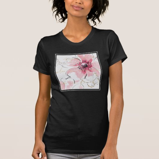 Gewoon roze | Waterverf Floral T-shirt (Voorkant)