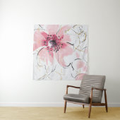 Gewoon roze | Waterverf Floral Wandkleed (In situ)
