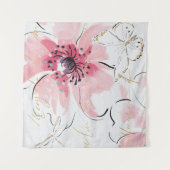 Gewoon roze | Waterverf Floral Wandkleed (Voorkant)