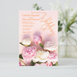 Gewoon Rozen roze pioen bloemenbruiloft Kaart