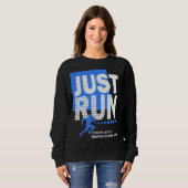 Gewoon Run Blue Marathon Runner Race Vrouwen Donke Trui (Voorkant volledig)