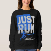 Gewoon Run Blue Marathon Runner Race Vrouwen Donke Trui (Voorkant)
