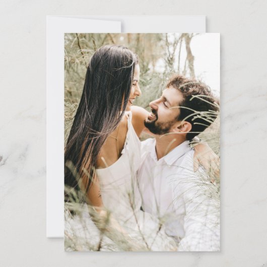 Gewoon Sage Foto Gouden Tekst Bruiloft Kaart (Achterkant)