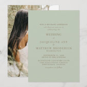 Gewoon Sage Foto Gouden Tekst Bruiloft Kaart (Voorkant / Achterkant)