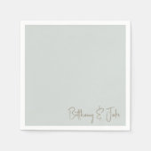 Gewoon Sage Gold Script bruiloft cocktail Servet (Voorkant)