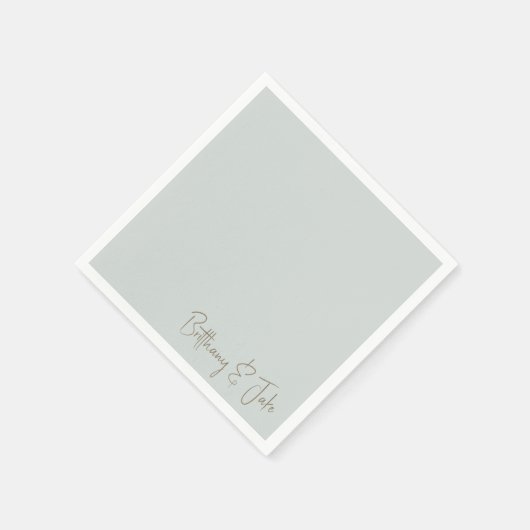 Gewoon Sage Gold Script bruiloft cocktail Servet (Hoek)