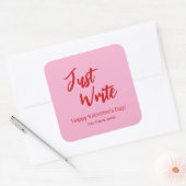 Gewoon Schrijven Valentijn Roze Rood Aangepast Vierkante Sticker (Envelop)