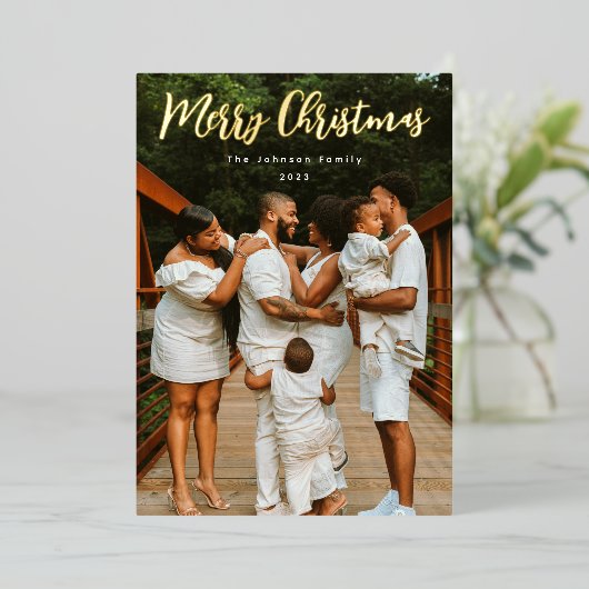 Gewoon Scripted Photo Folie Feestdagenkaart (Staand Voorkant)