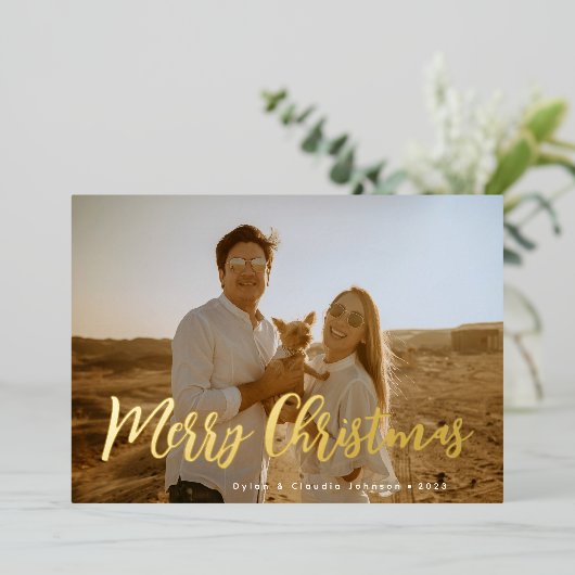 Gewoon Scripted Photo Folie Feestdagenkaart (Staand Voorkant)