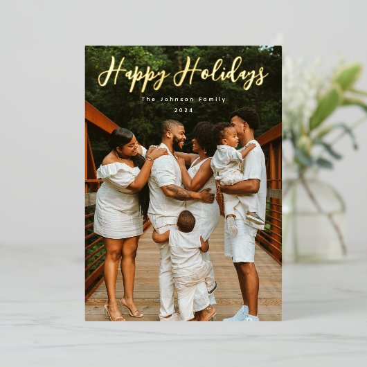 Gewoon Scripted Photo Folie Feestdagenkaart (Staand Voorkant)