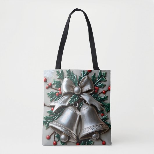 Gewoon Silver Bells Christmas Canvas tas (Voorkant)