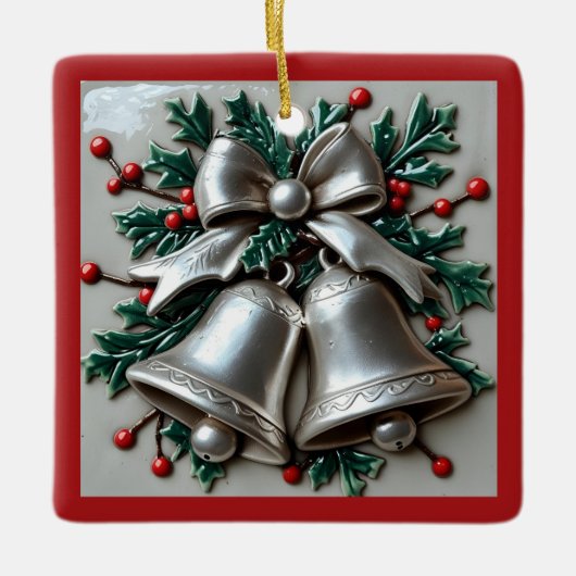 Gewoon Silver Bells kerst Keramisch Ornament (Voorkant)
