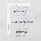 Gewoon Silver Save the Date Briefkaart (Voorkant / Achterkant)