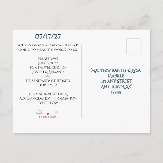 Gewoon Silver Save the Date Briefkaart (Achterkant)