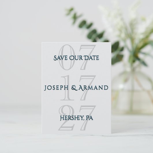 Gewoon Silver Save the Date Briefkaart (Staand voorkant)