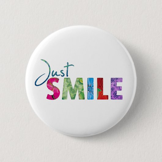 Gewoon Smile Happy Quote 01 Ronde Button 5,7 Cm (Voorkant)