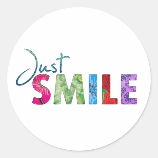 Gewoon Smile Happy Quote 01 Ronde Sticker (Voorkant)