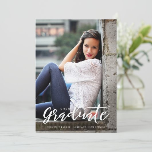 Gewoon stijlvol | Aankondiging Afstuderen | Wit (Staand voorkant)