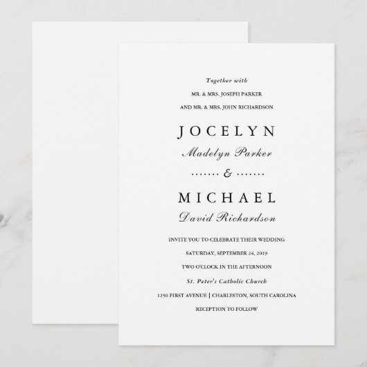 Gewoon stijlvol | Zwart-wit bruiloft Kaart (Voorkant / Achterkant)