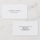 Gewoon stijlvolle, klassieke, witte, professionele visitekaartje (Voorkant / Achterkant)