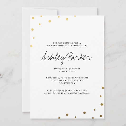 Gewoon Stippen Foto Afstuderen aankondigingskaart Aankondiging (Achterkant)