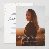 Gewoon Stippen Foto Afstuderen aankondigingskaart Aankondiging (Voorkant / Achterkant)