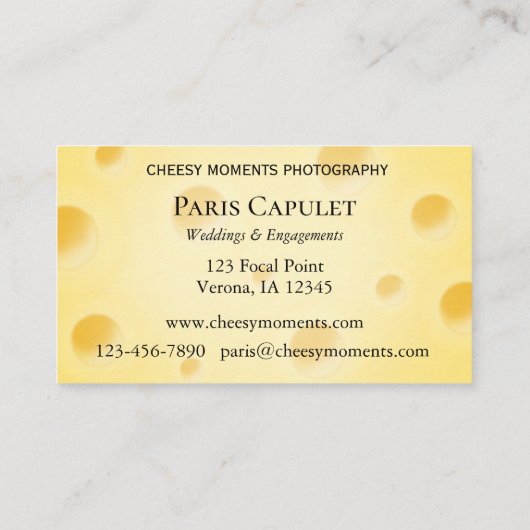 Gewoon te kaasachtig Kinder fotograaf en partijpla Visitekaartje (Achterkant)