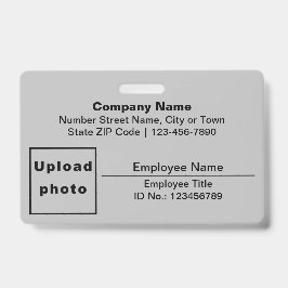 Gewoon tekst met foto van werknemer Rechthoek grij Badge