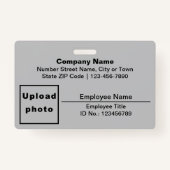 Gewoon tekst met foto van werknemer Rechthoek grij Badge (Voorkant)