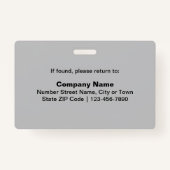 Gewoon tekst met foto van werknemer Rechthoek grij Badge (Achterkant)