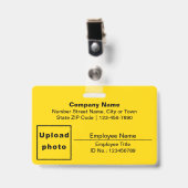 Gewoon tekst met gele foto's van werknemers badge (Front with Clip)