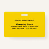 Gewoon tekst met gele foto's van werknemers badge (Achterkant)