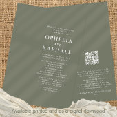 Gewoon Tekst Sage Green QR Code Bohemian Bruiloft Kaart