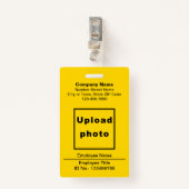 Gewoon teksten met foto's van werknemers met gele  badge (Voorkant met clip)