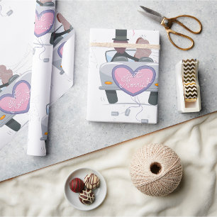 Gewoon trouwen met koppel wegrijden cadeaupapier