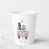 Gewoon trouwen met koppel wegrijden papieren bekers (Voorkant)