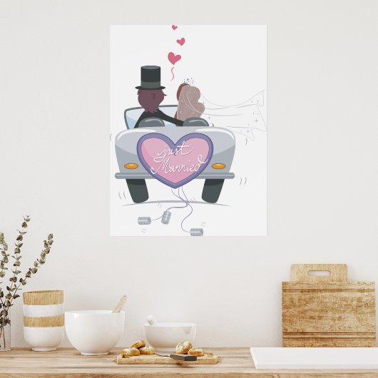 Gewoon trouwen met koppel wegrijden poster (Keuken)