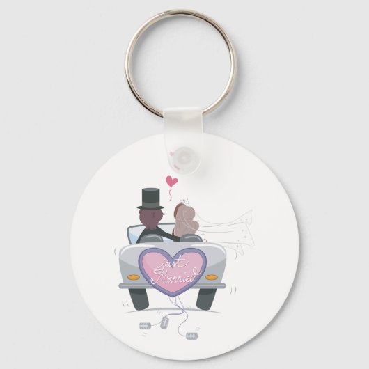 Gewoon trouwen met koppel wegrijden sleutelhanger (Achterkant)
